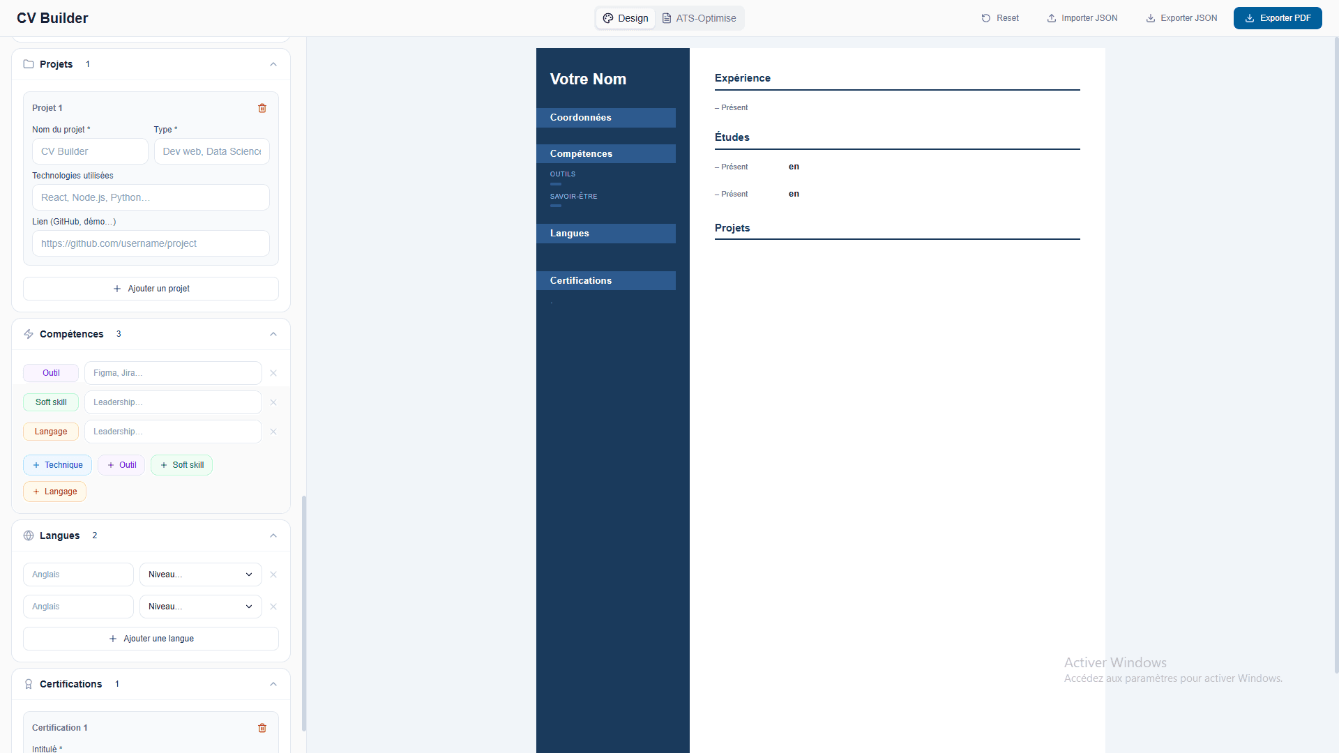 Project CvBuilder