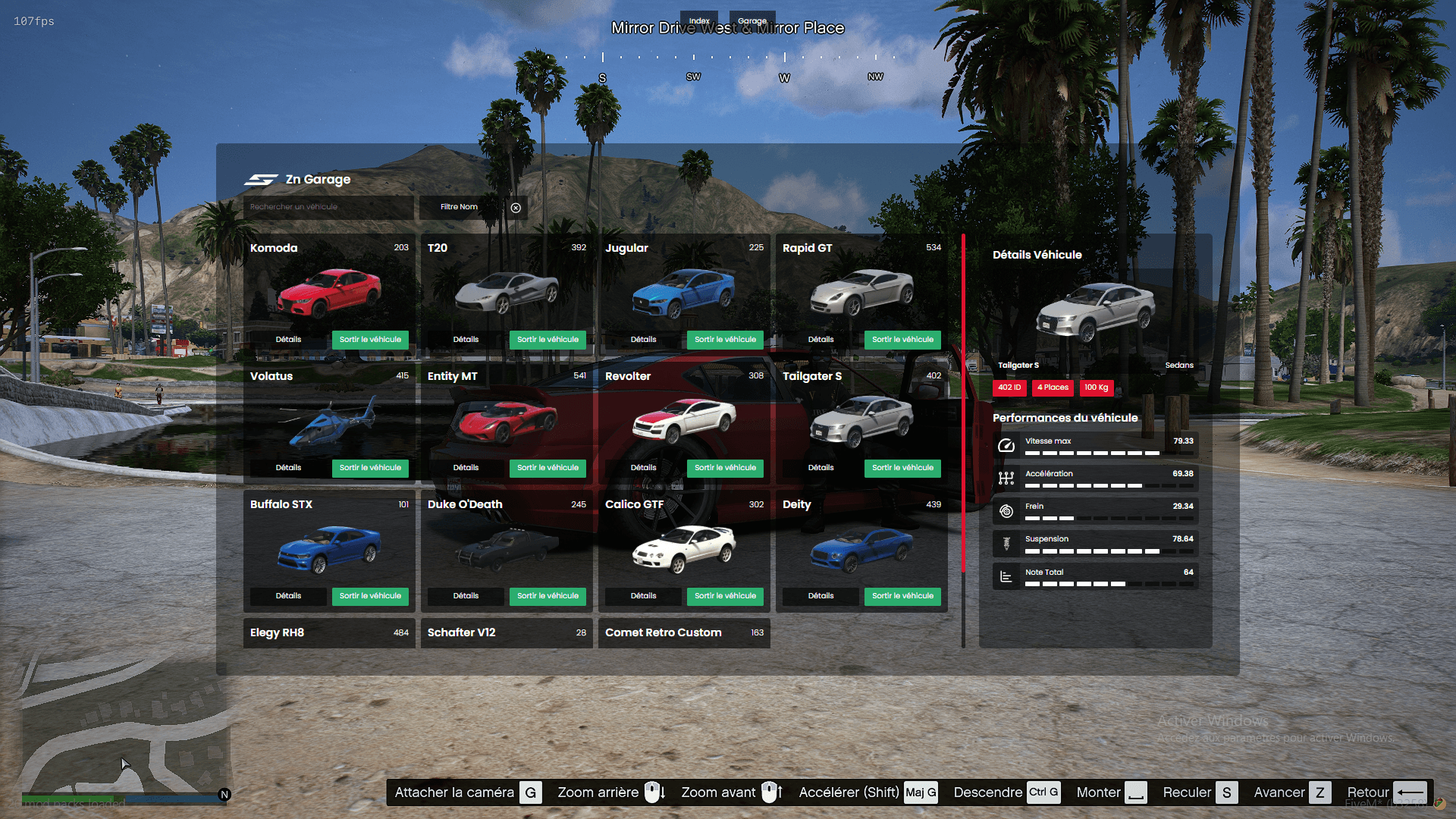 Project Interface garage FiveM